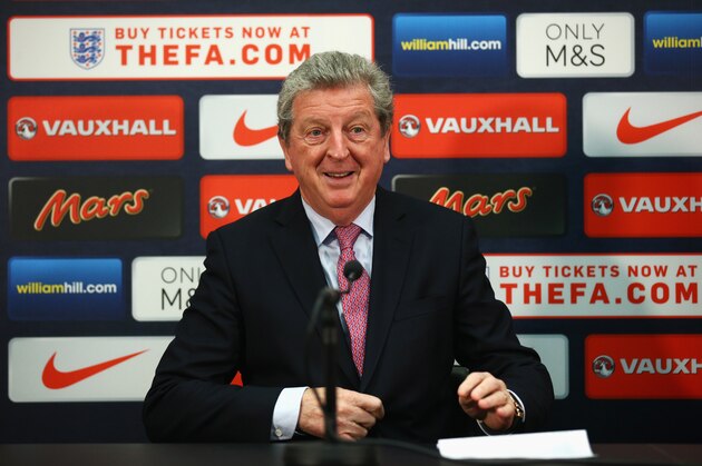 LONDON, ENGLAND - MARCH 19:  Roy Hodgson, manager of England takes his seat before talking to the media during the England squad announcement press conference at Wembley Stadium on March 19, 2015 in London, England.  (Photo by Paul Gilham/Getty Images)