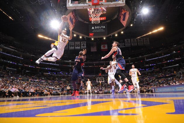 LOS ANGELES, CA - MARCH 15:  Jabari Brown #15 of the Los Angeles Lakers goes to the basket against the Atlanta Hawks on March 15, 2015 at Staples Center in Los Angeles, California. NOTE TO USER: User expressly acknowledges and agrees that, by downloading and or using this Photograph, user is consenting to the terms and conditions of the Getty Images License Agreement. Mandatory Copyright Notice: Copyright 2015 NBAE (Photo by Juan Ocampo/NBAE via Getty Images)