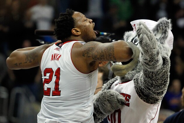 PITTSBURGH, PA - MARCH 19:  Beejay Anya #21 of the North Carolina State Wolfpack celebrates after defeating the LSU Tigers 66 to 65 during the second round of the 2015 NCAA Men's Basketball Tournament at Consol Energy Center on March 19, 2015 in Pittsburgh, Pennsylvania.  (Photo by Justin K. Aller/Getty Images)