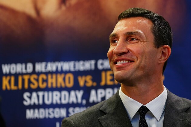 NEW YORK, NY - FEBRUARY 04:  Wladimir Klitschko speaks to the media during a press conference at Madison Square Garden on February 4, 2015 in New York City. Heavyweight World Champion Wladimir Klitschko will defend his 10-year title reign against Bryant Jennings on April 25, 2015 at Madison Square Garden in New York City.  (Photo by Mike Stobe/Getty Images)