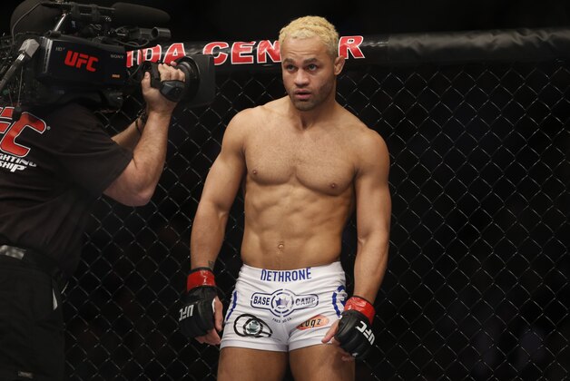 Josh Koscheck looks on before his UFC welterweight mixed martial arts match against Robbie Lawler in Anaheim, Calif., Saturday, Feb. 23, 2013. (AP Photo/Jae C. Hong)