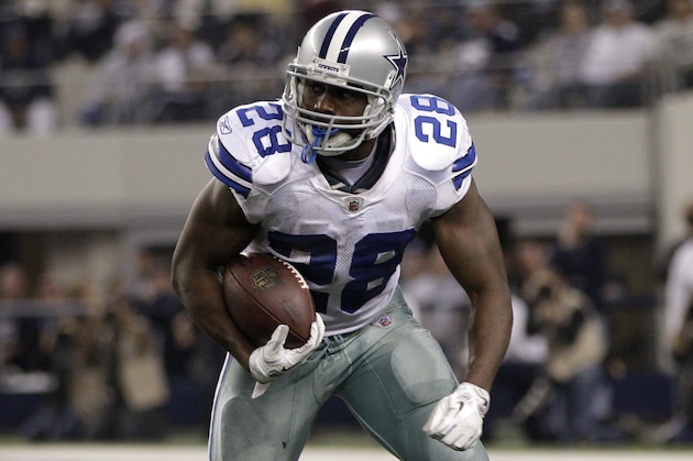 Dallas Cowboys running back Felix Jones (28) during an NFL football game against the New York Giants Sunday, Dec. 11, 2011, in Arlington, Texas. The Giants won 37-34. (AP Photo/Tony Gutierrez)