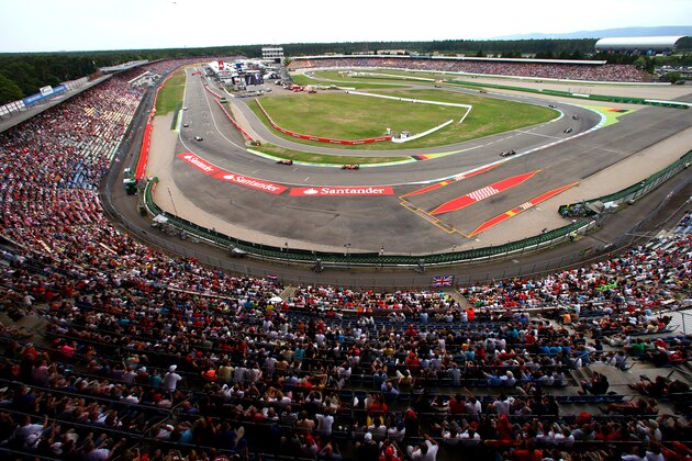 HOCKENHEIM, GERMANY - JULY 20:  A general view of the track and stands during the German Grand Prix at Hockenheimring on July 20, 2014 in Hockenheim, Germany.  (Photo by Dan Istitene/Getty Images)