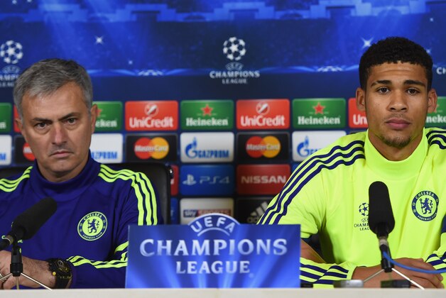 LONDON, ENGLAND - DECEMBER 09:  Ruben Loftus-Cheek of Chelsea talks to the media alongside manager Jose Mourinho during a Chelsea press conference, ahead of the UEFA Champions League Group G match, against Sporting Clube de Portugal at Cobham Training Centre on December 9, 2014 in London, United Kingdom.  (Photo by Paul Gilham/Getty Images)