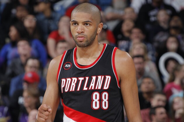 SACRAMENTO, CA - MARCH 1: Nicolas Batum #88 of the Portland Trail Blazers looks on during the game against the Sacramento Kings on March 1, 2015 at Sleep Train Arena in Sacramento, California. NOTE TO USER: User expressly acknowledges and agrees that, by downloading and or using this photograph, User is consenting to the terms and conditions of the Getty Images Agreement. Mandatory Copyright Notice: Copyright 2015 NBAE (Photo by Rocky Widner/NBAE via Getty Images)