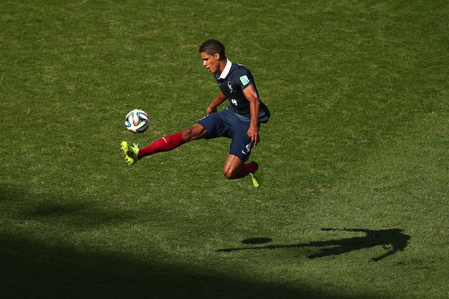 RIO DE JANEIRO, BRAZIL - JULY 04:  Raphael Varane of France controls the ball during the 2014 FIFA World Cup Brazil Quarter Final match between France and Germany at Maracana on July 4, 2014 in Rio de Janeiro, Brazil.  (Photo by Clive Rose/Getty Images)