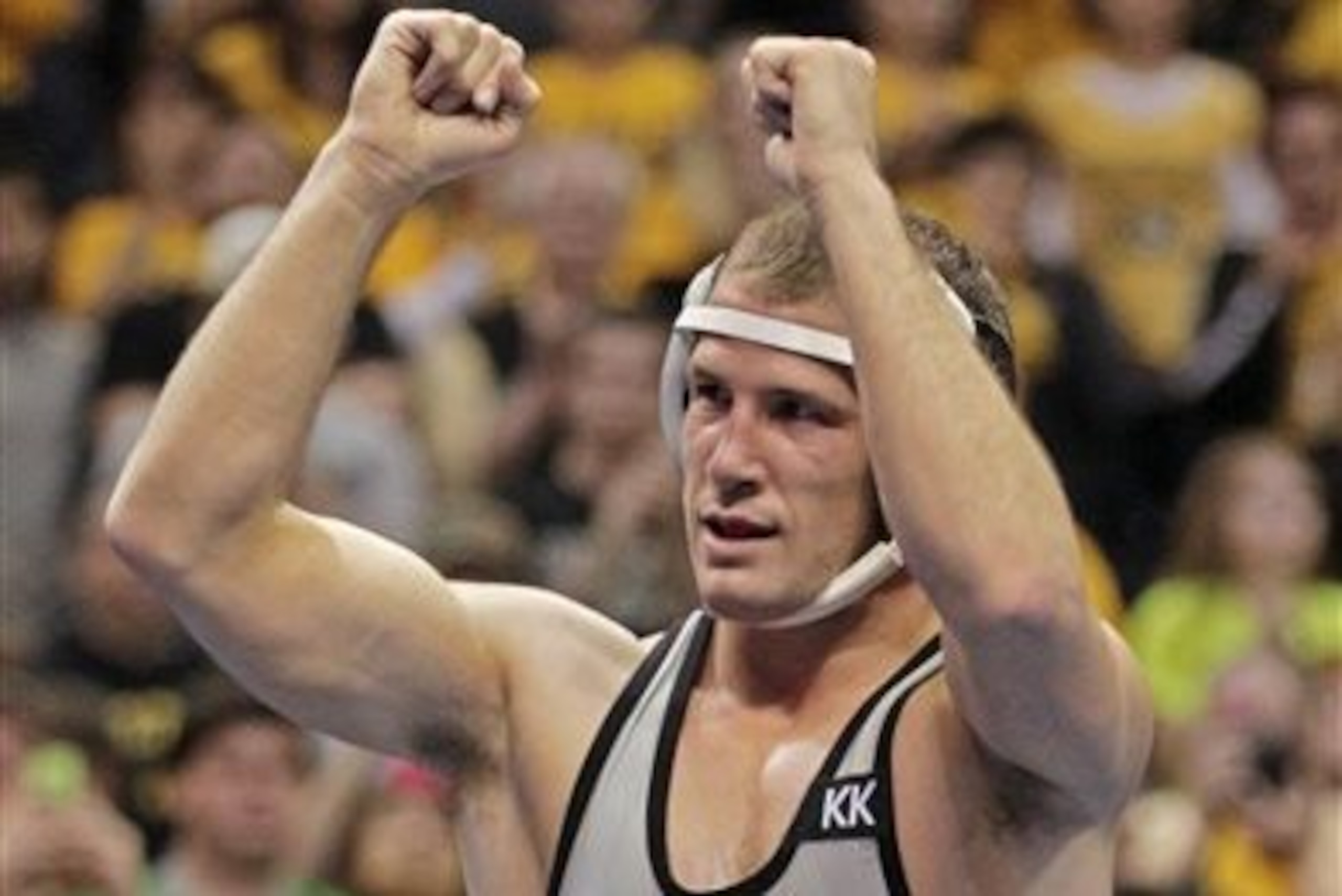 Ohio State's Logan Stieber celebrates after defeating Edinburgh's Mitchell Port in the 141-pound match Saturday, March 21, 2015, at the NCAA college Division I Wrestling Championships in St. Louis. (AP Photo/Tom Gannam) Ohio State's Logan Stieber celebrates after defeating Edinburgh's Mitchell Port in the 141-pound match Saturday, March 21, 2015, at the NCAA college Division I Wrestling Championships in St. Louis. (AP Photo/Tom Gannam)