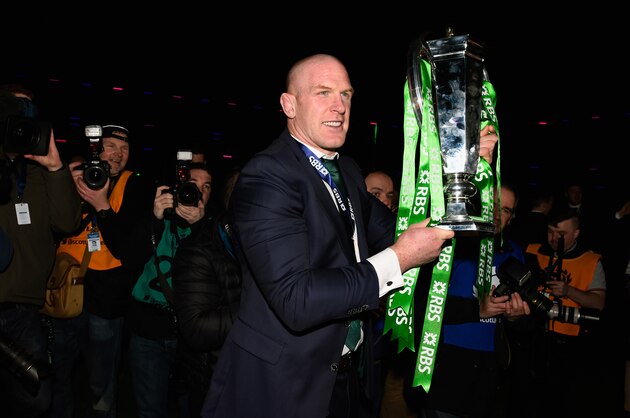 EDINBURGH, SCOTLAND - MARCH 21:  Ireland captain Paul O' Connell celebrates after the RBS Six Nations match between Scotland and Ireland at Murrayfield Stadium on March 21, 2015 in Edinburgh, Scotland.  (Photo by Stu Forster/Getty Images)