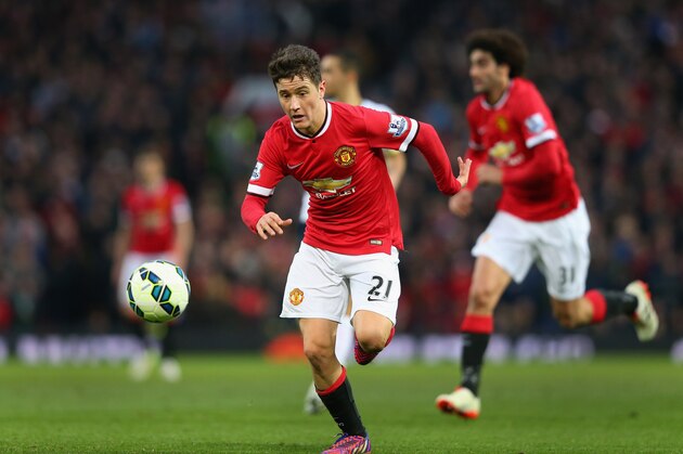MANCHESTER, ENGLAND - MARCH 15:  Ander Herrera of Manchester United chases the ball during the Barclays Premier League match between Manchester United and Tottenham Hotspur at Old Trafford on March 15, 2015 in Manchester, England.  (Photo by Alex Livesey/Getty Images)