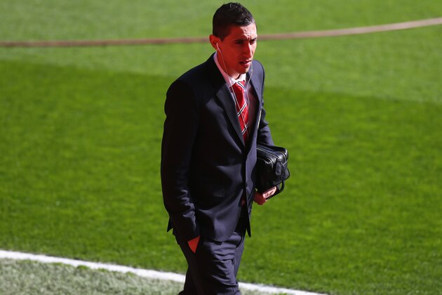LIVERPOOL, ENGLAND - MARCH 22: Angel Di Maria of Manchester United arrives for the Barclays Premier League match between Liverpool and Manchester United at Anfield on March 22, 2015 in Liverpool, England.  (Photo by Alex Livesey/Getty Images)