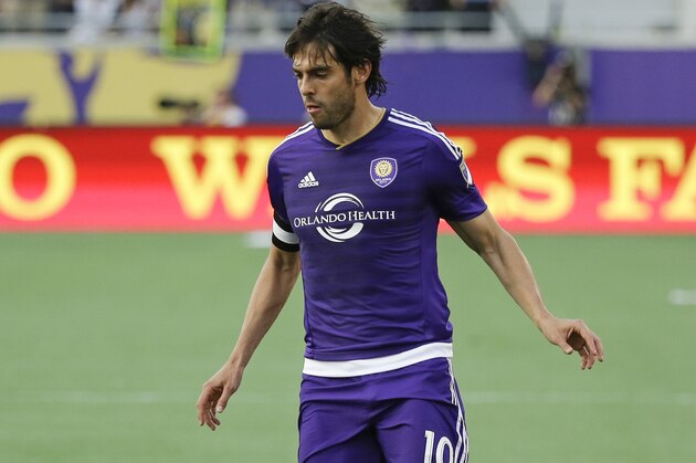 Orlando City SC's Kaka moves the ball against the New York City FC during the second half of an MLS soccer game, Sunday, March 8, 2015, in Orlando, Fla. The game ended in a 1-1 tie. (AP Photo/John Raoux)