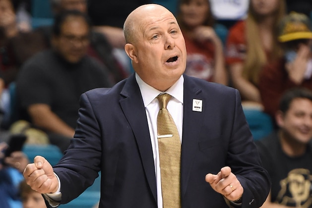LAS VEGAS, NV - MARCH 11:  Head coach Herb Sendek of the Arizona State Sun Devils gestures to his players during a first-round game of the Pac-12 Basketball Tournament against the USC Trojans at the MGM Grand Garden Arena on March 11, 2015 in Las Vegas, Nevada. USC won 67-64.  (Photo by Ethan Miller/Getty Images)