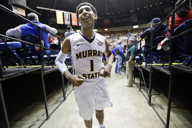 Murray State guard Cameron Payne leaves the court after Murray State defeated Morehead State 80-77 in an NCAA college basketball game in the semifinals of the Ohio Valley Conference tournament Friday, March 6, 2015, in Nashville, Tenn. (AP Photo/Mark Humphrey)