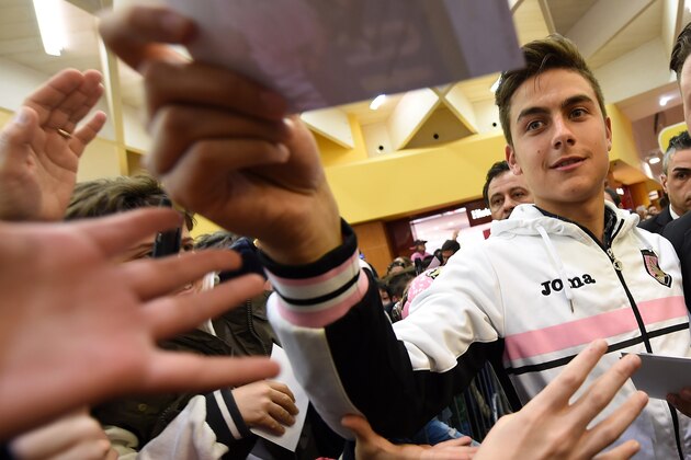 PALERMO, ITALY - MARCH 24:  Paulo Dybala of US Citta di Palermo meets supporters at Palermo Store at Conca D'Oro Shopping Center on March 24, 2015 in Palermo, Italy.  (Photo by Tullio M. Puglia/Getty Images)