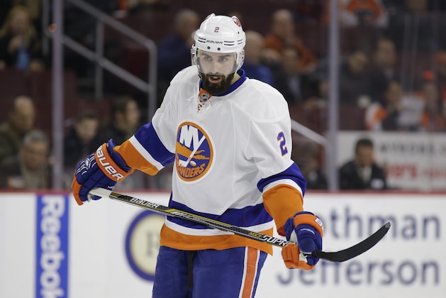 New York Islanders' Nick Leddy in action during an NHL hockey game against the Philadelphia Flyers, Thursday, Feb. 5, 2015, in Philadelphia. (AP Photo/Matt Slocum)