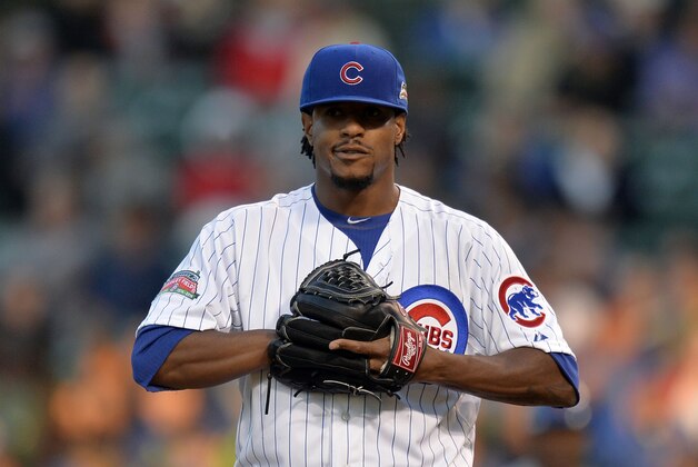 CHICAGO, IL - JUNE 4:  Starter Edwin Jackson #36 of the Chicago Cubs stands on the mound during the second inning against the New York Mets at Wrigley Field June 4, 2014 in Chicago, Illinois.  (Photo by Brian Kersey/Getty Images)