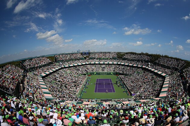 KEY BISCAYNE, FL - MARCH 31: A general view of stadium court during the final of the Sony Open between Andy Murray of Great Brittain and  David Ferrer of Spain  at Crandon Park Tennis Center on March 31, 2013 in Key Biscayne, Florida.  (Photo by Mike Ehrmann/Getty Images)
