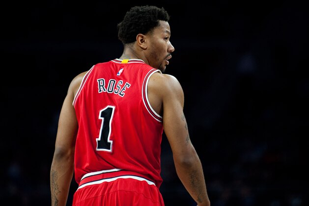 Feb 20, 2015; Auburn Hills, MI, USA; Chicago Bulls guard Derrick Rose (1) during the fourth quarter against the Detroit Pistons at The Palace of Auburn Hills. Mandatory Credit: Tim Fuller-USA TODAY Sports