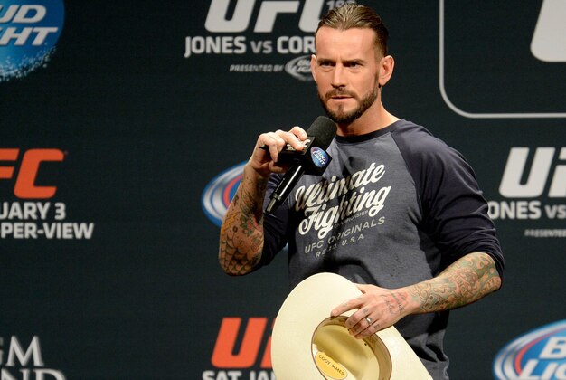 Jan 2, 2015; Las Vegas, NV, USA; Former WWE star Phil CM Punk Brooks is the featured guest for the UFC 182 Q&A session Friday evening before the start of the weigh-ins at the MGM Grand Garden Arena. Mandatory Credit: Jayne Kamin-Oncea-USA TODAY Sports