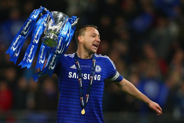 LONDON, ENGLAND - MARCH 01:  Captain John Terry of Chelsea celebrates with the trophy during the Capital One Cup Final match between Chelsea and Tottenham Hotspur at Wembley Stadium on March 1, 2015 in London, England.  (Photo by Clive Rose/Getty Images)