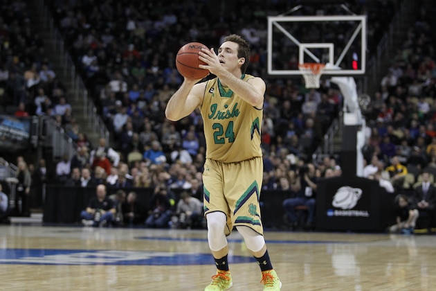 PITTSBURGH, PA - MARCH 19:  Pat Connaughton #24 of the Notre Dame Fighting Irish plays against the Northeastern Huskies during the second round of the 2015 NCAA Men's Basketball Tournament at Consol Energy Center on March 19, 2015 in Pittsburgh, Pennsylvania.  (Photo by Justin K. Aller/Getty Images)
