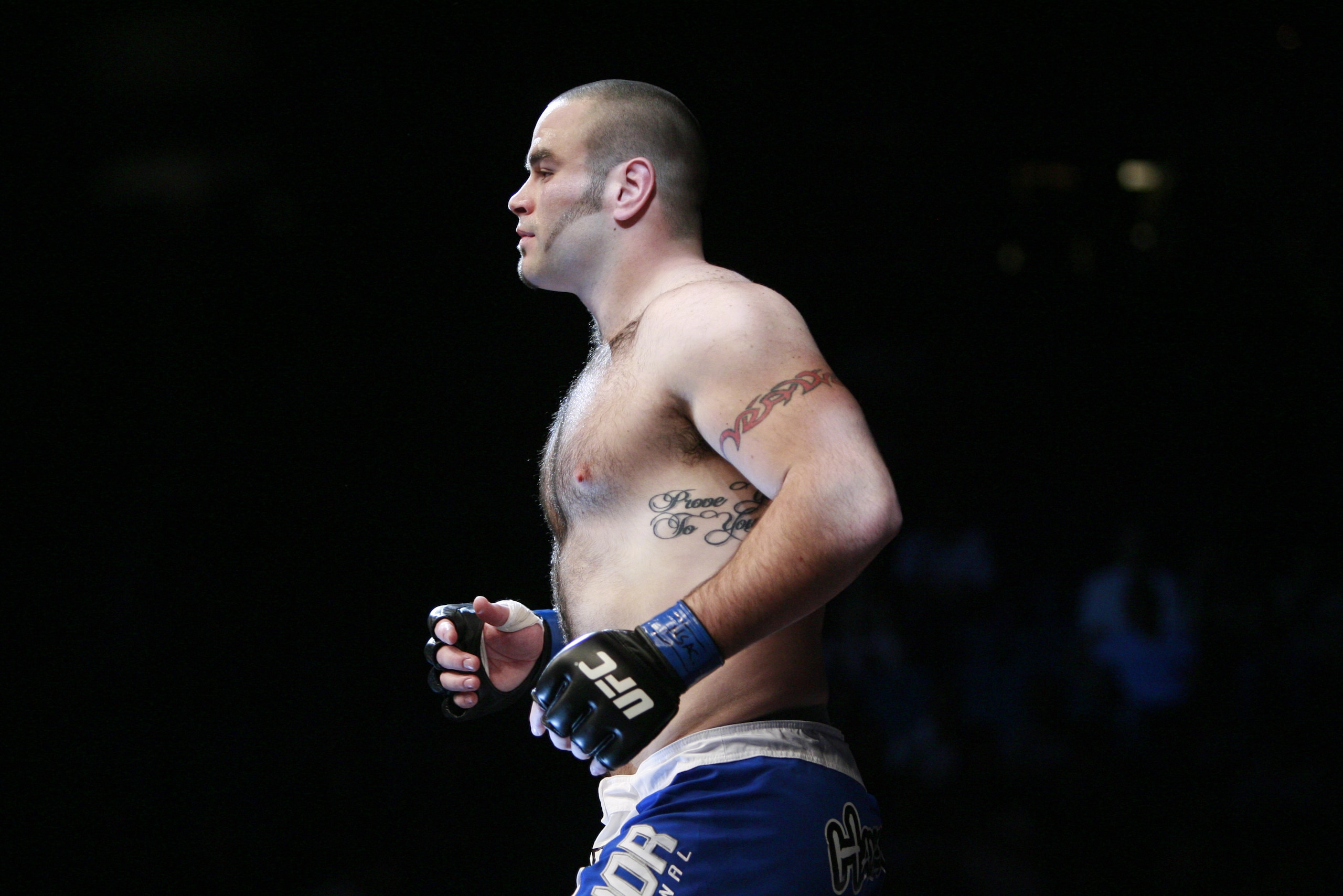 Tim Hague before his UFC heavyweight mixed martial art match against Pat Barry Saturday, May 23, 2009 at The MGM Grand Garden Arena in Las Vegas. (AP Photo/Eric Jamison)