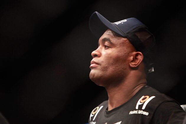 LAS VEGAS, NV - JANUARY 31:  Anderson Silva is shown in the Octagon after beating Nick Diaz in a middleweight bout during UFC 183 at the MGM Grand Garden Arena on January 31, 2015 in Las Vegas, Nevada. Silva won by unanimous decision.  (Photo by Steve Marcus/Getty Images)