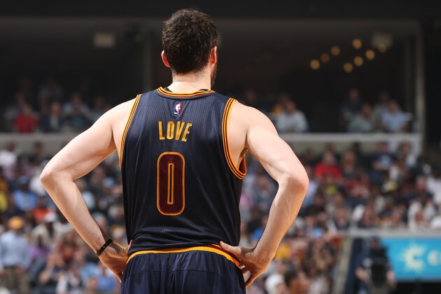 MEMPHIS, TN - MARCH 25:  A close up shot of Kevin Love #0 of the Cleveland Cavaliers during the game against the Memphis Grizzlies on March 25, 2015 at FedExForum in Memphis, Tennessee. NOTE TO USER: User expressly acknowledges and agrees that, by downloading and or using this photograph, User is consenting to the terms and conditions of the Getty Images License Agreement. Mandatory Copyright Notice: Copyright 2015 NBAE (Photo by Joe Murphy/NBAE via Getty Images)