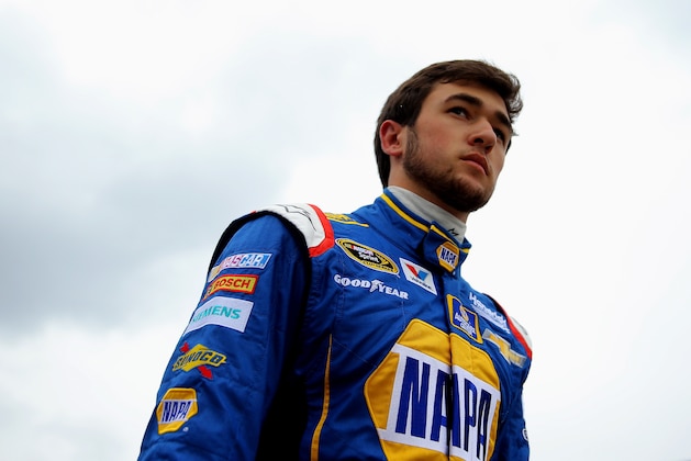 MARTINSVILLE, VA - MARCH 27:  Chase Elliott, driver of the #25 NAPA AUTO PARTS Chevrolet, walks in the garage area during practice for the NASCAR Sprint Cup Series STP 500 at Martinsville Speedway on March 27, 2015 in Martinsville, Virginia.  (Photo by Justin Edmonds/Getty Images)