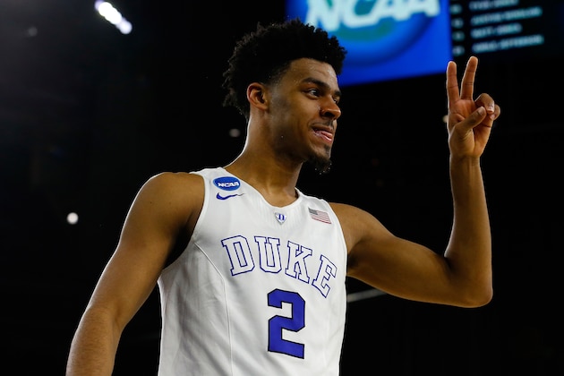 HOUSTON, TX - MARCH 27:  Quinn Cook #2 of the Duke Blue Devils walks off the court after defeating the Utah Utes 63-57 during a South Regional Semifinal game of the 2015 NCAA Men's Basketball Tournament at NRG Stadium on March 27, 2015 in Houston, Texas.  (Photo by Tom Pennington/Getty Images)