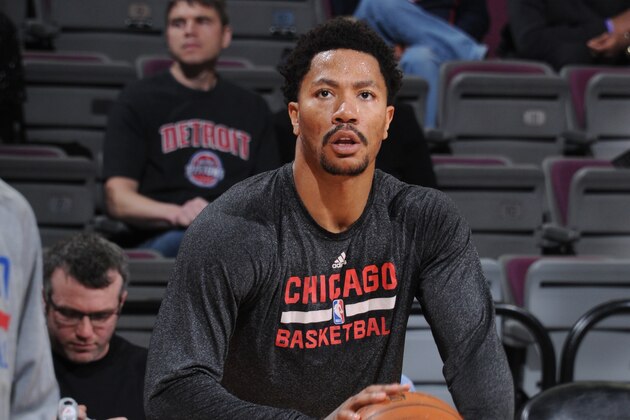 AUBURN HILLS, MI - MARCH 21:  Derrick Rose #1 of the Chicago Bulls before the game against the Detroit Pistons on March 21, 2015 at The Palace of Auburn Hills in Auburn Hills, Michigan. NOTE TO USER: User expressly acknowledges and agrees that, by downloading and/or using this photograph, User is consenting to the terms and conditions of the Getty Images License Agreement. Mandatory Copyright Notice: Copyright 2015 NBAE (Photo by D. Williams/Einstein/NBAE via Getty Images)
