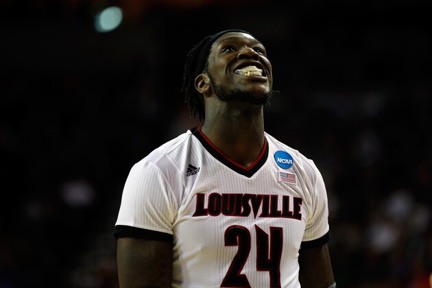 SEATTLE, WA - MARCH 22:  Montrezl Harrell #24 of the Louisville Cardinals reacts after being called for a foul in the first half of the game against the Northern Iowa Panthers during the third round of the 2015 NCAA Men's Basketball Tournament at KeyArena on March 22, 2015 in Seattle, Washington.  (Photo by Ezra Shaw/Getty Images)