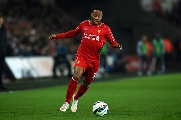 SWANSEA, WALES - MARCH 16:  Liverpool player Raheem Sterling in action during the Barclays Premiership match between Swansea City and Liverpool at Liberty Stadium on March 16, 2015 in Swansea, Wales.  (Photo by Stu Forster/Getty Images)
