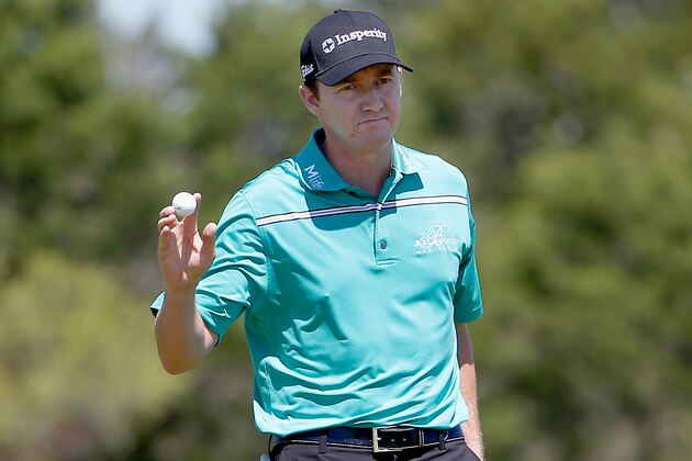 SAN ANTONIO, TX - MARCH 29: Jimmy Walker reacts after his putt on the third hole during the final round of the Valero Texas Open at TPC San Antonio AT&T Oaks Course on March 29, 2015 in San Antonio, Texas. (Photo by Christian Petersen/Getty Images)