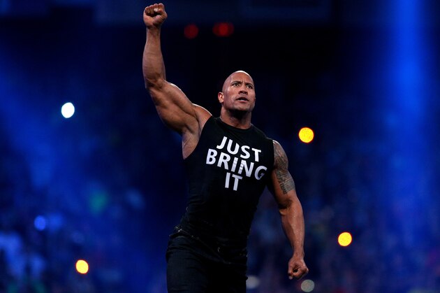 Dwayne Johnson aka The Rock is seen during Wrestlemania XXX at the Mercedes-Benz Super Dome in New Orleans on Sunday, April 6, 2014. (Jonathan Bachman/AP Images for WWE)