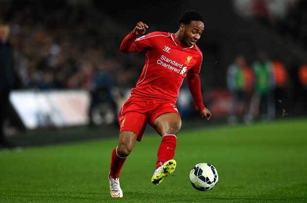 SWANSEA, WALES - MARCH 16:  Liverpool player Raheem Sterling in action during the Barclays Premiership match between Swansea City and Liverpool at Liberty Stadium on March 16, 2015 in Swansea, Wales.  (Photo by Stu Forster/Getty Images)
