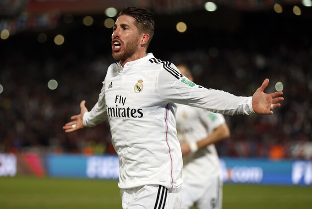 MARRAKECH, MOROCCO - DECEMBER 20: Sergio Ramos of Real Madrid CF celebrates scoring a goal during the FIFA Club World Cup Final match between Real Madrid CF and San Lorenzo at Le Grand Stade de Marrakech on December 20, 2014 in Marrakech, Morocco.  (Photo by Steve Bardens/Getty Images)