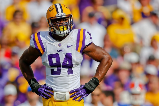 Oct 12, 2013; Baton Rouge, LA, USA; LSU Tigers defensive end Danielle Hunter (94) against the Florida Gators during the first half of a game at Tiger Stadium. Mandatory Credit: Derick E. Hingle-USA TODAY Sports