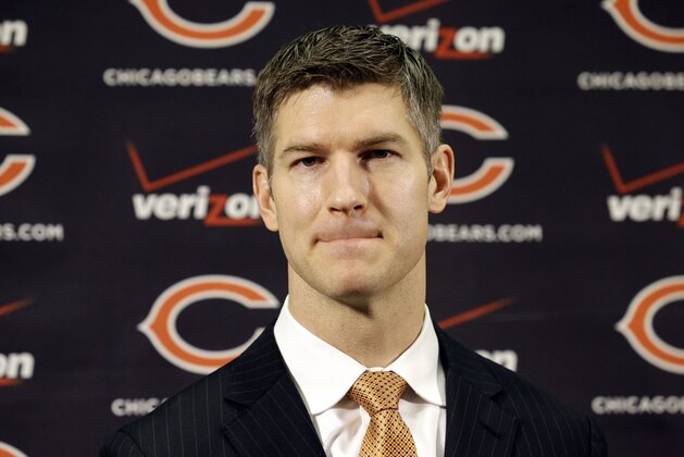 Chicago Bears new general manager Ryan Pace listens to question at a news conference in Lake Forest, Ill., Friday, Jan. 9, 2015. The Chicago Bears announced the hiring of Ryan Pace on Thursday as general manager, marking the club's second move at the position in three years. (AP Photo/Nam Y. Huh)