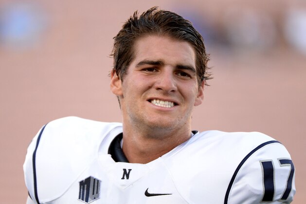 PASADENA, CA - AUGUST 31:  Cody Fajardo #17 of the Nevada Wolf Pack warms up before the game against the UCLA Bruins at Rose Bowl on August 31, 2013 in Pasadena, California.  (Photo by Harry How/Getty Images)