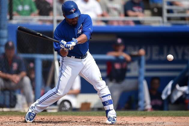 DUNEDIN, FL - MARCH 19:  Devon Travis #77 of the Toronto Blue Jays swings at a pitch during the third inning of a spring training game against the Boston Red Sox at Florida Auto Exchange Stadium on March 19, 2015 in Dunedin, Florida.  (Photo by Stacy Revere/Getty Images)