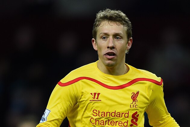 BIRMINGHAM, ENGLAND - JANUARY 17:  Lucas Leiva of Liverpool in action during the Barclays Premier League match between Aston Villa and Liverpool at Villa Park on January 17, 2015 in Birmingham, England.  (Photo by Laurence Griffiths/Getty Images)