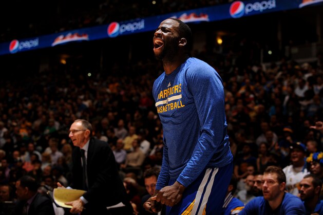 DENVER, CO - MARCH 13:  Draymond Green #23 of the Golden State Warriors during the game against the Denver Nuggets on March 13, 2015 at the Pepsi Center in Denver, Colorado. NOTE TO USER: User expressly acknowledges and agrees that, by downloading and or using this Photograph, user is consenting to the terms and conditions of the Getty Images License Agreement. Mandatory Copyright Notice: Copyright 2015 NBAE (Photo by Bart Young/NBAE via Getty Images)