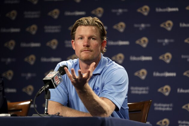 St. Louis Rams general manager Les Snead speaks during a pre-draft press conference at the team's practice facility Tuesday, May 6, 2014, in St. Louis. The Rams are scheduled to have two picks in the first-round of the NFL draft on Thursday. (AP Photo/Jeff Roberson)