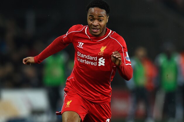 SWANSEA, WALES - MARCH 16:  Liverpool player Raheem Sterling in action during the Barclays Premiership match between Swansea City and Liverpool at Liberty Stadium on March 16, 2015 in Swansea, Wales.  (Photo by Stu Forster/Getty Images)