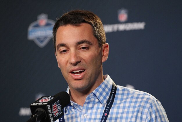 Feb 18, 2015; Indianapolis, IN, USA; San Diego Chargers general manager Tom Telesco speaks at a press conference during the 2015 NFL Combine at Lucas Oil Stadium. Mandatory Credit: Brian Spurlock-USA TODAY Sports