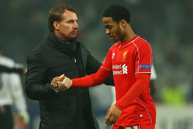 ISTANBUL, TURKEY - FEBRUARY 26:  Brendan Rodgers manager of Liverpool shakes hands with Raheem Sterling of Liverpool after defeat in a penalty shoot out during the UEFA Europa League Round of 32 second leg match between Besiktas JK and Liverpool FC on February 26, 2015 in Istanbul, Turkey.  (Photo by Richard Heathcote/Getty Images)