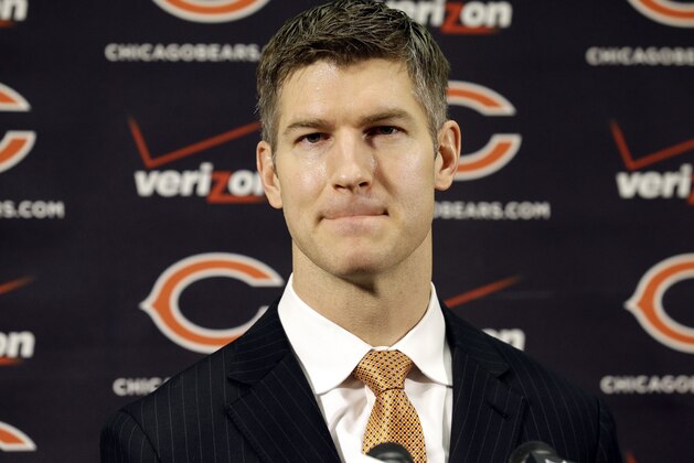 Chicago Bears new general manager Ryan Pace listens to question at a news conference in Lake Forest, Ill., Friday, Jan. 9, 2015. The Chicago Bears announced the hiring of Ryan Pace on Thursday as general manager, marking the club's second move at the position in three years. (AP Photo/Nam Y. Huh)