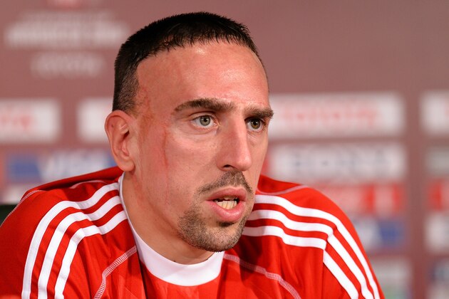 AGADIR, MOROCCO - DECEMBER 15:  Franck Ribery looks on during a Bayern Muenchen press conference for the FIFA Club World Cup at Agadir Stadium on December 15, 2013 in Agadir, Morocco.  (Photo by Lars Baron/Getty Images)
