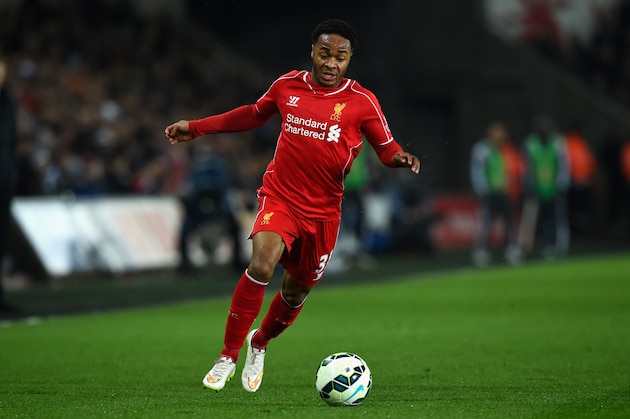 SWANSEA, WALES - MARCH 16:  Liverpool player Raheem Sterling in action during the Barclays Premiership match between Swansea City and Liverpool at Liberty Stadium on March 16, 2015 in Swansea, Wales.  (Photo by Stu Forster/Getty Images)